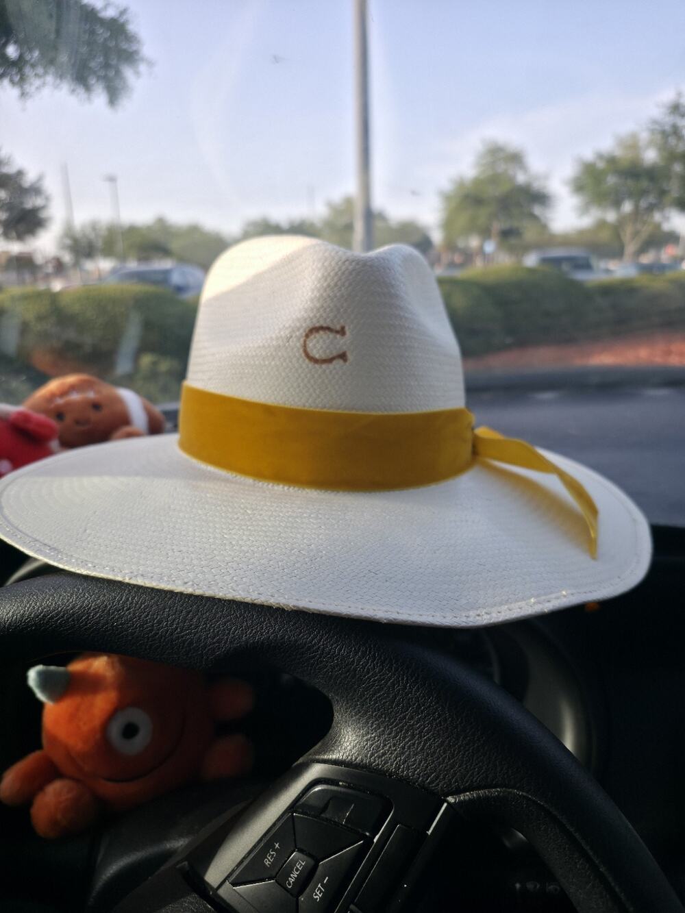 Charlie 1 Horse 10X Lone Star Love Straw Cowboy Hat White Yellow Band Size 7 1/8